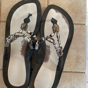 Elegant Black and Silver Women's Sandals